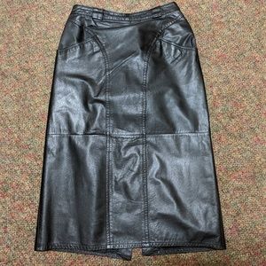 Black Leather Skirt with pockets